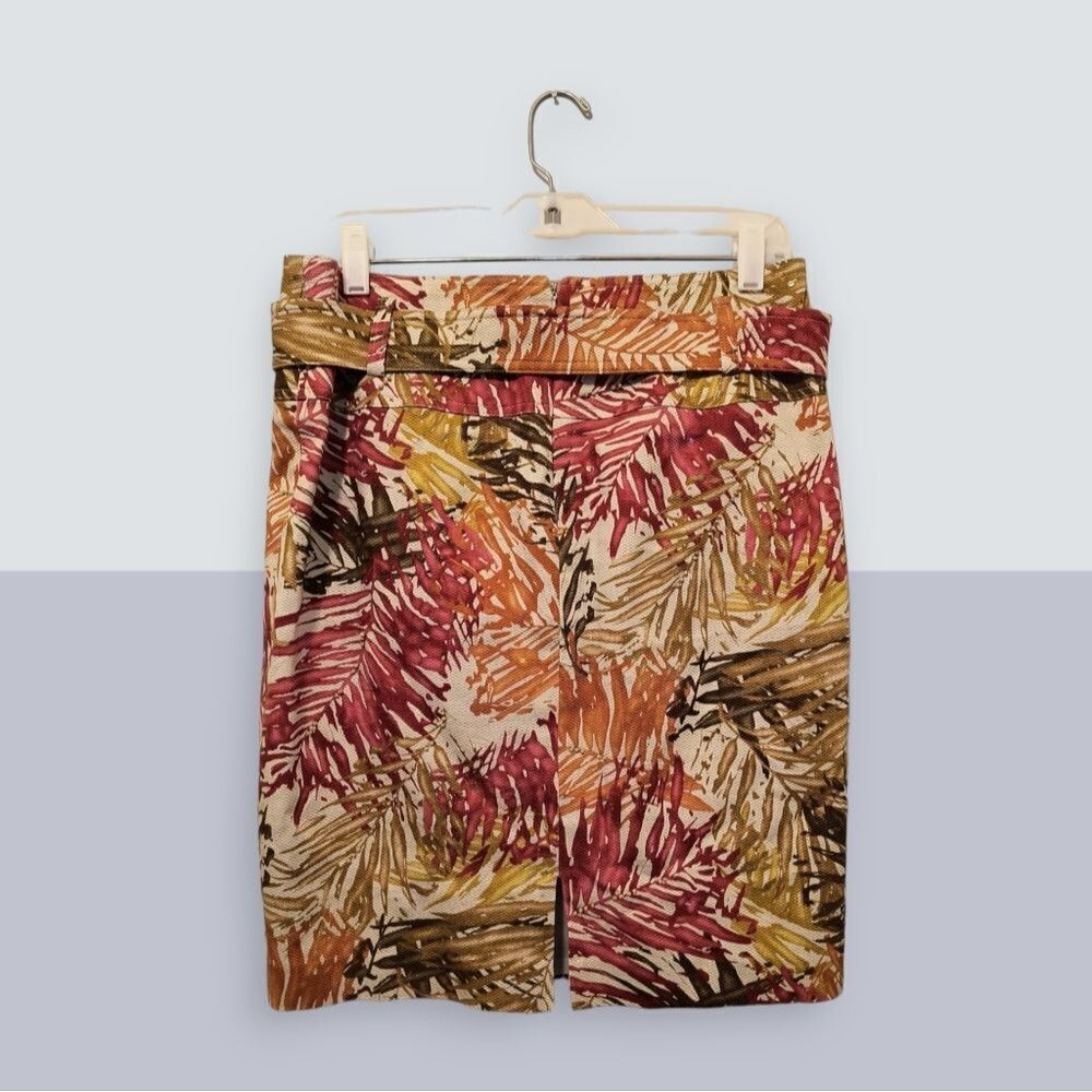 Vintage Kelly Diane Palm Leaf Pencil Skirt Belted Floral Cottagecore Size 8 - Picture 3 of 6